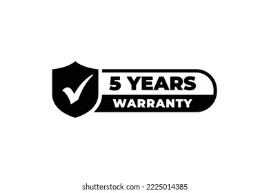 Five years warranty stamp label vector