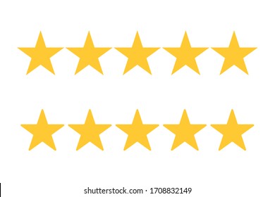five yellow star icon golden review vector illustration