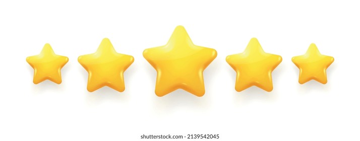 Five yellow stars. Concept of product rating, customer feedback. 