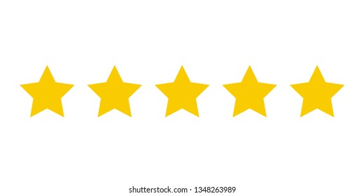 Five yellow stars customer product rating. Icon fow web applications and websites. EPS 10