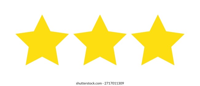 Ilustración vectorial de cinco estrellas amarillas. Calificación de cinco estrellas. Cinco estrellas Cliente revisión de la calificación del producto.  Cliente Comentarios. Vector 5 estrellas de calificación de revisión. Aislado en un fondo blanco