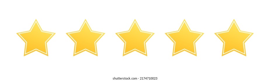 five yellow stars rating. Vector illustration. stock image. 
