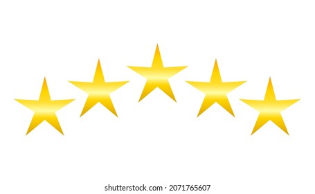 Five yellow stars. Vector illustration on a white background.