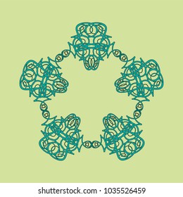 Five-beam ornamental composition, imitating a tattoo. Vector illustration