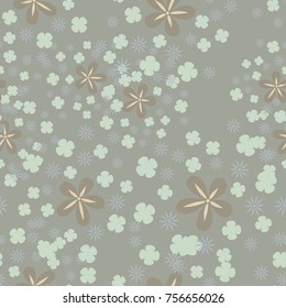 Five-color seamless pattern. Different flowers are randomly arranged. Fashionable camouflage.