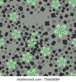 Five-color seamless pattern. Different flowers are randomly arranged. Fashionable camouflage.