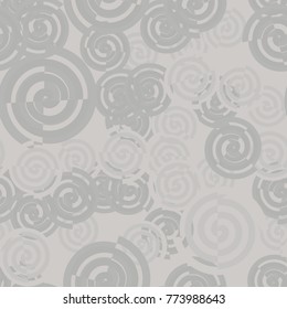 Five-color seamless pattern of spiral elements. Festive texture.