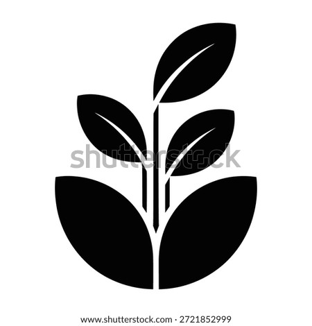 Five-Leaf Plant Icon – Black Silhouette
