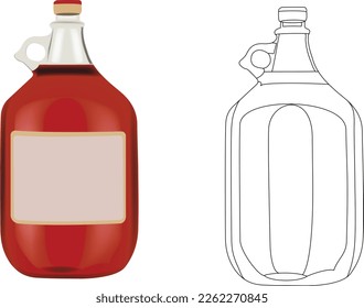 Fünf-Liter-Rotwein-Flasche mit fünf Liter-Rotwein-