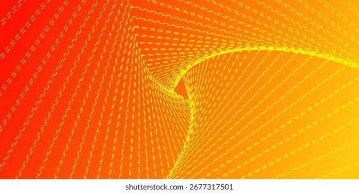 Figura de cinco puntas, un torbellino, una espiral de líneas y puntos sobre un fondo degradado. Patrón liso de muchos puntos sobre fondo rojo anaranjado. VECTOR EPS
