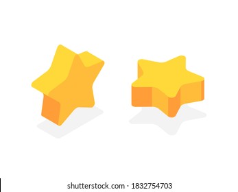 Five-pointed gold star.  Flat 3d vector isometric illustration isolated on white background.