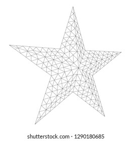 Five-pointed star. Abstract model wireframe low poly mesh vector illustration