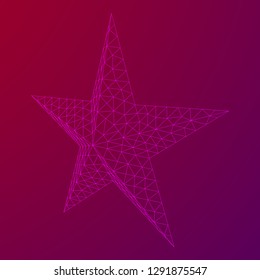 Five-pointed star. Abstract model wireframe low poly mesh vector illustration