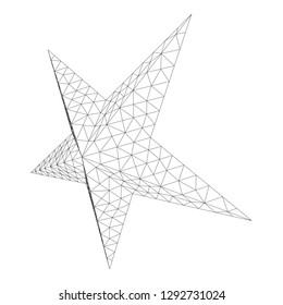 Five-pointed star. Abstract model wireframe low poly mesh vector illustration