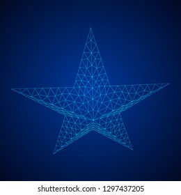 Five-pointed star. Abstract model wireframe low poly mesh vector illustration
