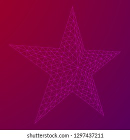 Five-pointed star. Abstract model wireframe low poly mesh vector illustration