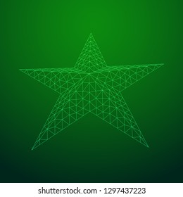 Five-pointed star. Abstract model wireframe low poly mesh vector illustration