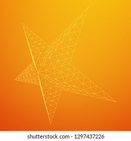 Five-pointed star. Abstract model wireframe low poly mesh vector illustration