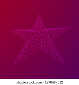 Five-pointed star. Abstract model wireframe low poly mesh vector illustration