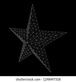 Five-pointed star. Abstract model wireframe low poly mesh vector illustration
