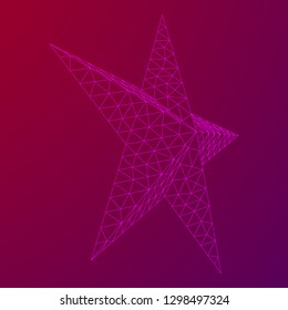 Five-pointed star. Abstract model wireframe low poly mesh vector illustration
