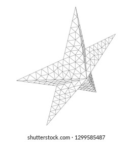 Five-pointed star. Abstract model wireframe low poly mesh vector illustration