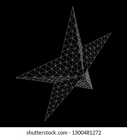 Five-pointed star. Abstract model wireframe low poly mesh vector illustration