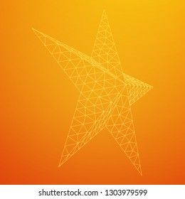 Five-pointed star. Abstract model wireframe low poly mesh vector illustration