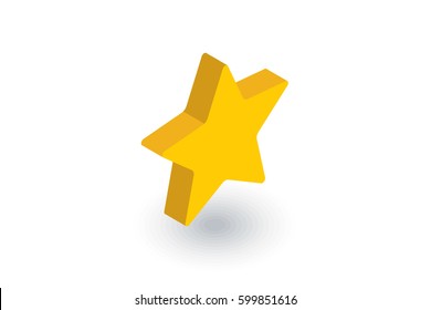 five-pointed star, bookmark isometric flat icon. 3d vector colorful illustration. Pictogram isolated on white background