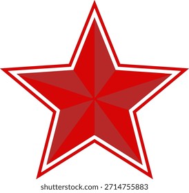"ícone de estrela vermelha de cinco pontas, vetor geométrico em negrito, destaque de contorno branco"