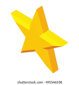 Five-pointed star icon in isometric 3d style isolated on white background vector illustration
