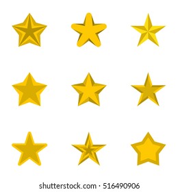 Five-pointed star icons set. Flat illustration of 9 five-pointed star vector icons for web