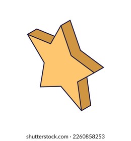 five-pointed star. isometric star symbol. 3d vector colorful illustration. Pictogram isolated on white background