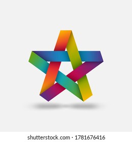 Five-pointed star in rainbow colors