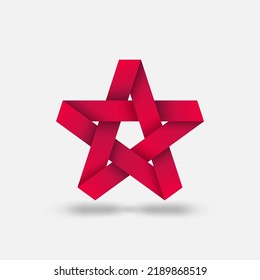 Five-pointed star ribbon emblem symbol. Vector illustration