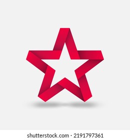 Five-pointed star ribbon emblem symbol. Vector illustration