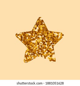 Estrella de cinco puntas con bordes redondos, aislada y brillante sobre un fondo beige. Vector. Ilustración