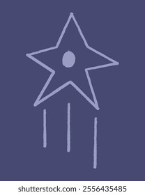 The five-pointed star seems to be flying upward color. Clip art doodle illustration.