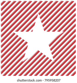 Five-pointed star with slanted lines in red and gray for show