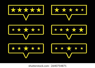 Five-Star Feedback Icons on a black Background.
