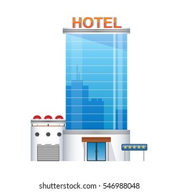 Five-star Hotel Building 3d Icon. Glass Skyscraper Icon