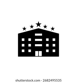 ícone de hotel cinco estrelas, estilo simples plana, ilustração vetorial, símbolo, pictograma de modelo de logotipo de design, para ui ou ux isolado em branco para aplicativo móvel, editável