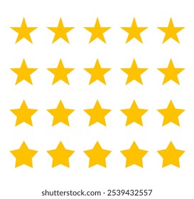 Five-star rate customer feedback rate symbol isolated on a transparent background for website, app, ui design. 5 score rating review or best ranking service quality satisfaction. Vector illustration