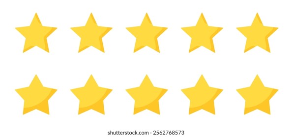 Five-star rate customer feedback rate symbol isolated on a transparent background for website, app, ui design. 5 score rating review or best ranking service quality satisfaction. Vector illustration