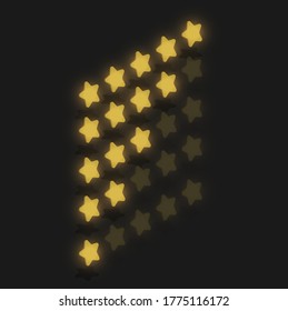 Paquete 3D de clasificación de cinco estrellas, ilustración vectorial isométrica