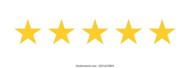 Five-star rating review feedback, customer satisfaction, excellent service quality, gold star vector award, customer feedback, quality ranking, or product satisfaction in digital platforms 
