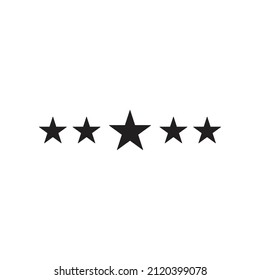 Five-star rating vector icon. Symbol of 5star where the middle star is big than other stars.