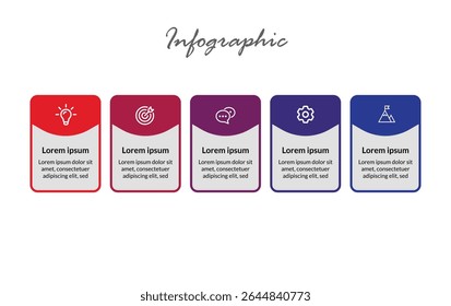 Five-Step Infographic Timeline – Flat Modern Business Template for Visualizing Process, Strategy, and Organizational Development Clearly and Effectively.