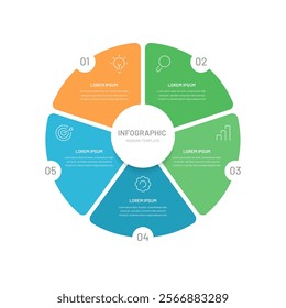 Five-step infographics for creating booklets, presentations, and information on the website. Editable icons, infographics with sequence numbers