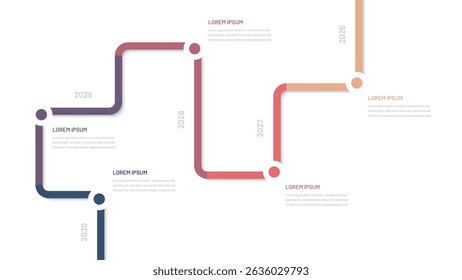 Five-step modern infographics for presentation. Simple vector diagram, timeline